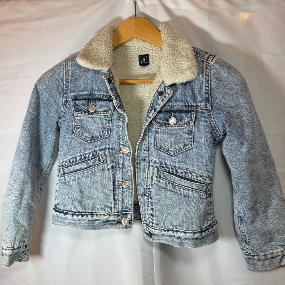 GAP Sherpa lined denim jacket, girls M (8)